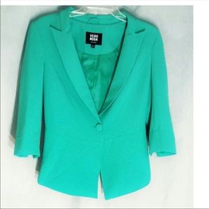Vero moda green lined blazer with one button